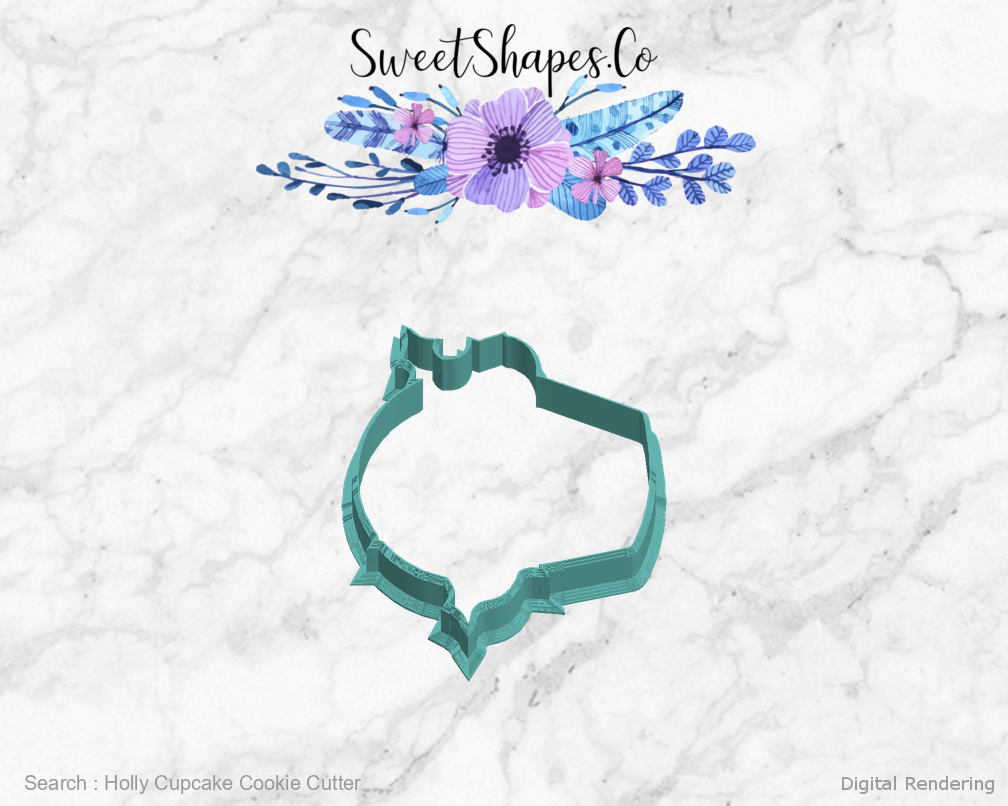 Holly Cupcake Cookie Cutter — left view