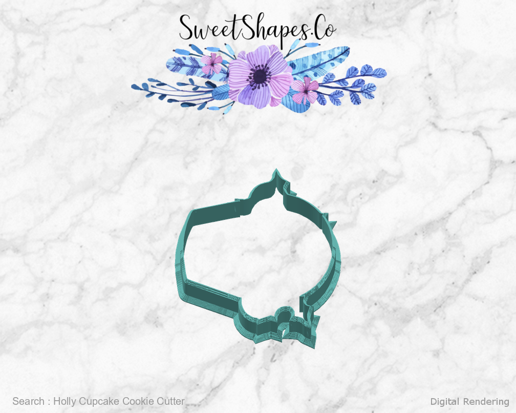 Holly Cupcake Cookie Cutter — right view