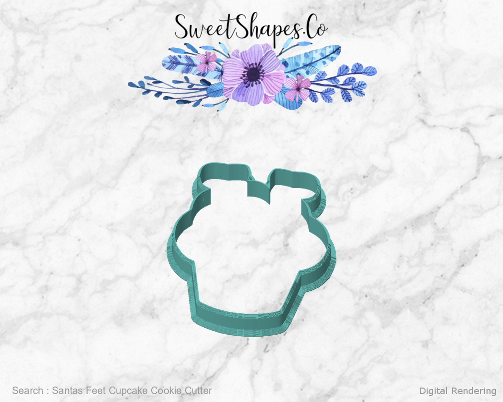 Santas Feet Cupcake Cookie Cutter — front view