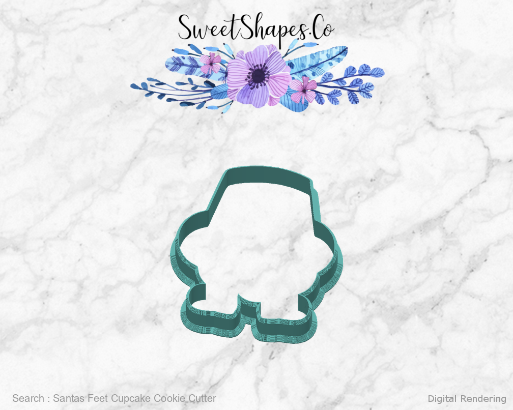 Santas Feet Cupcake Cookie Cutter — back view