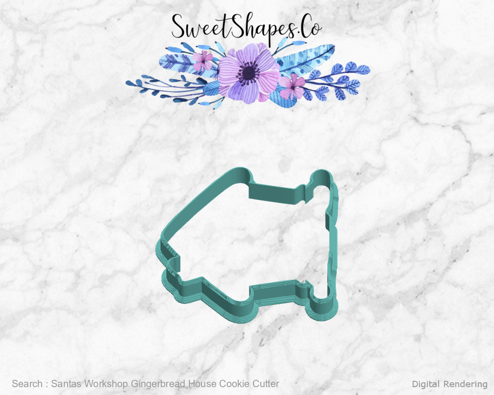 Santas Workshop Gingerbread House Cookie Cutter — left view
