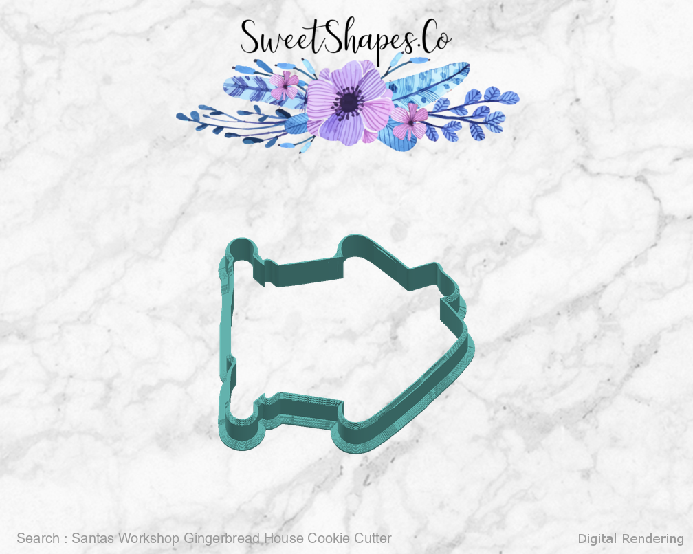 Santas Workshop Gingerbread House Cookie Cutter — right view