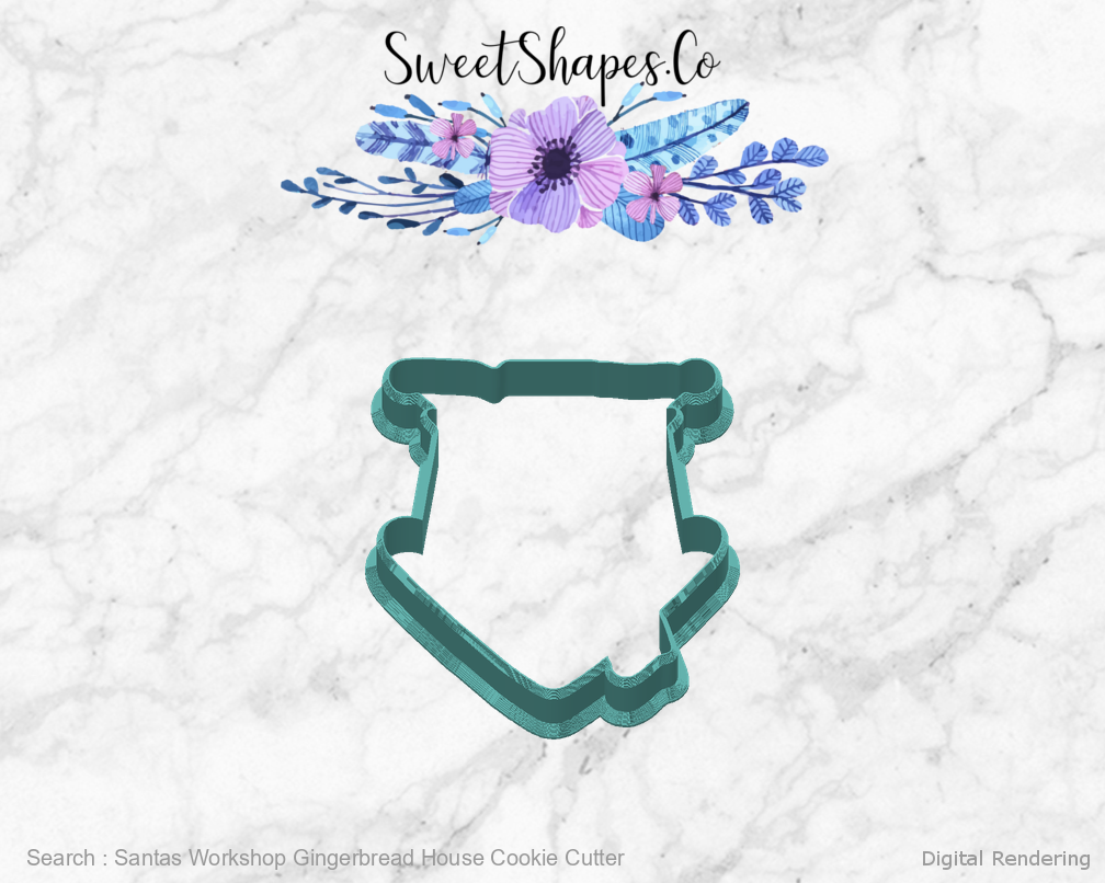 Santas Workshop Gingerbread House Cookie Cutter — back view