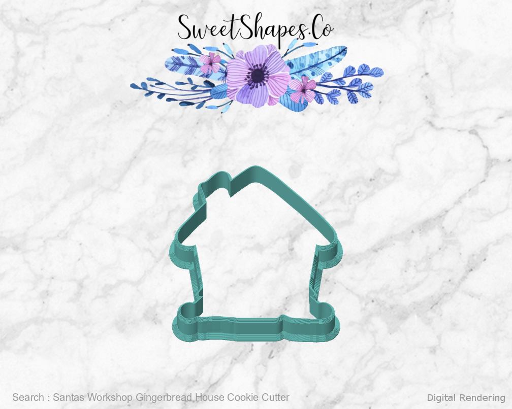 Santas Workshop Gingerbread House Cookie Cutter — front view