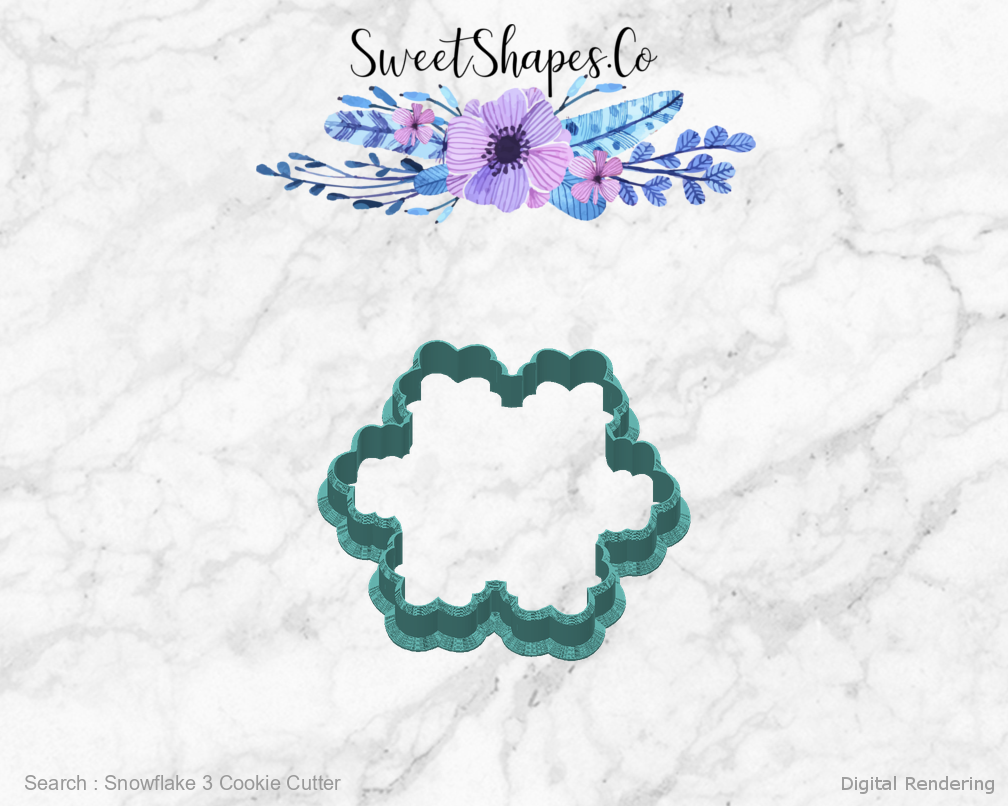 Snowflake 3 Cookie Cutter — back view