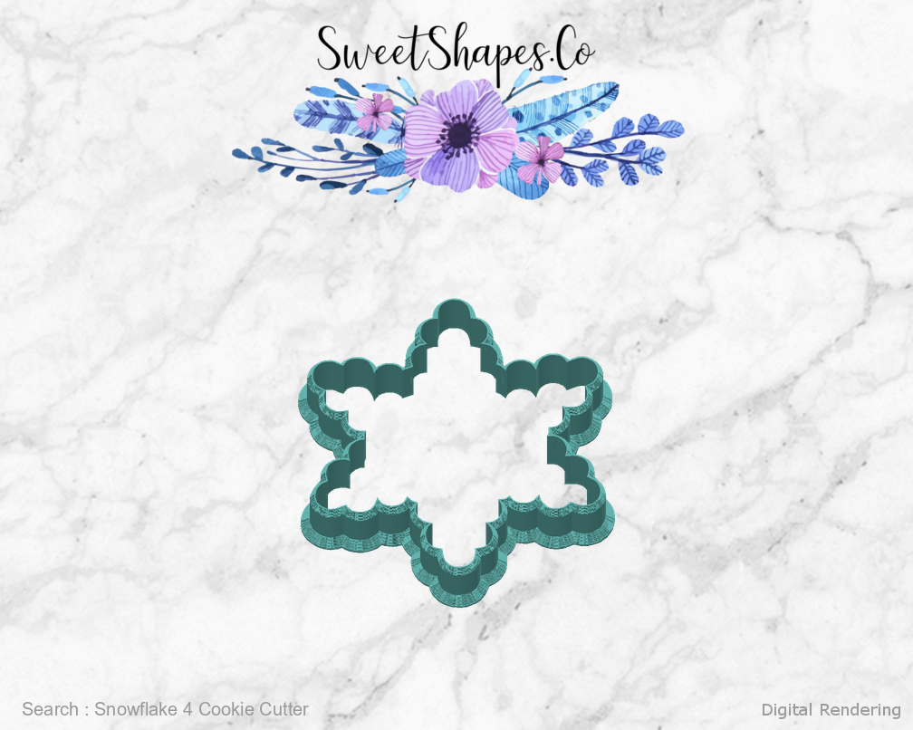 Snowflake 4 Cookie Cutter — back view