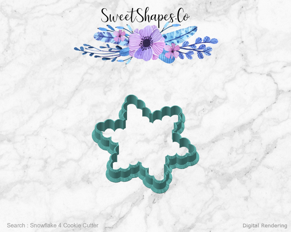 Snowflake 4 Cookie Cutter — angled front view