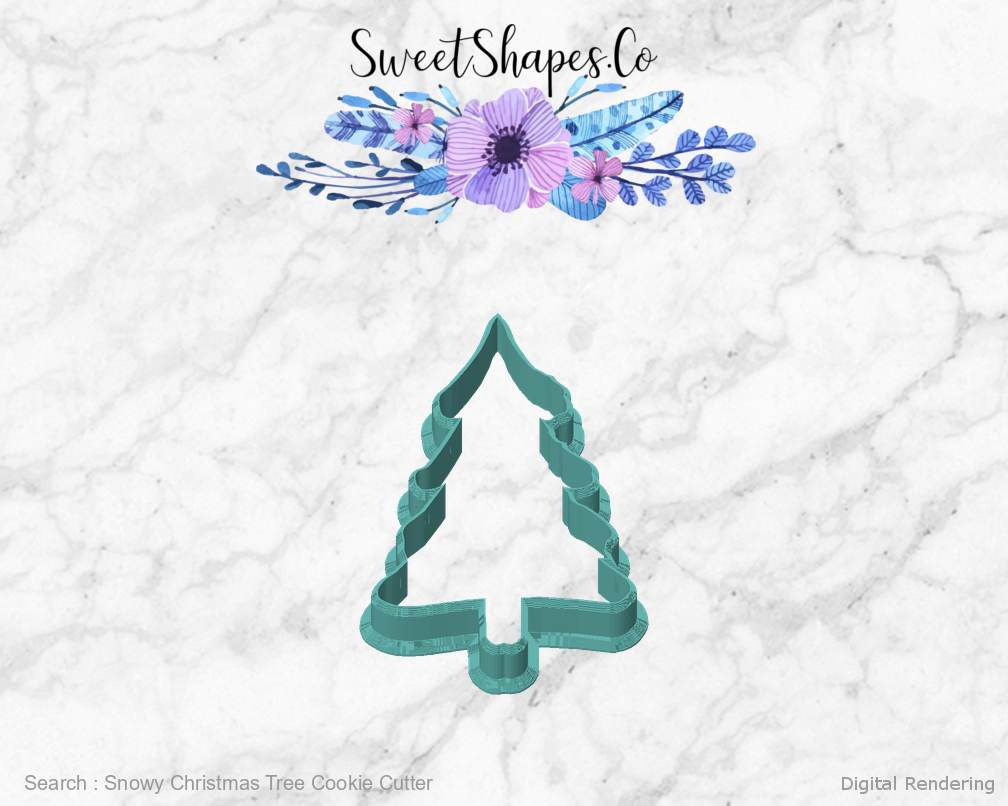 Snowy Christmas Tree Cookie Cutter — front view