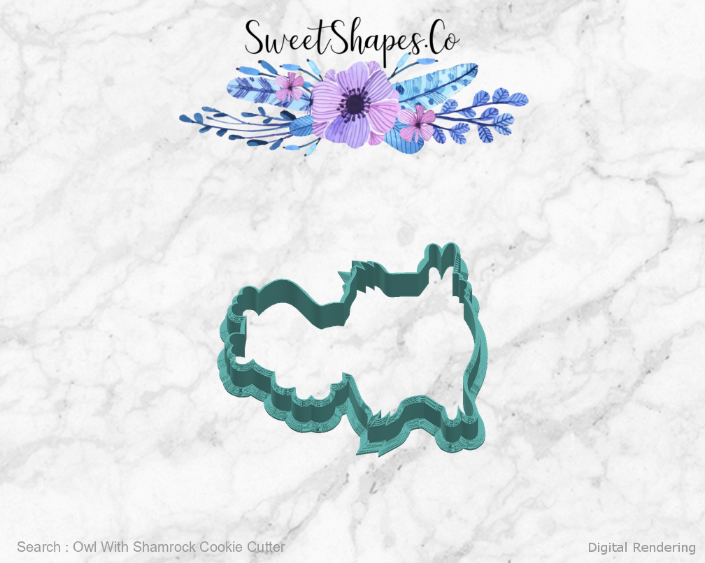 Owl With Shamrock Cookie Cutter — right view