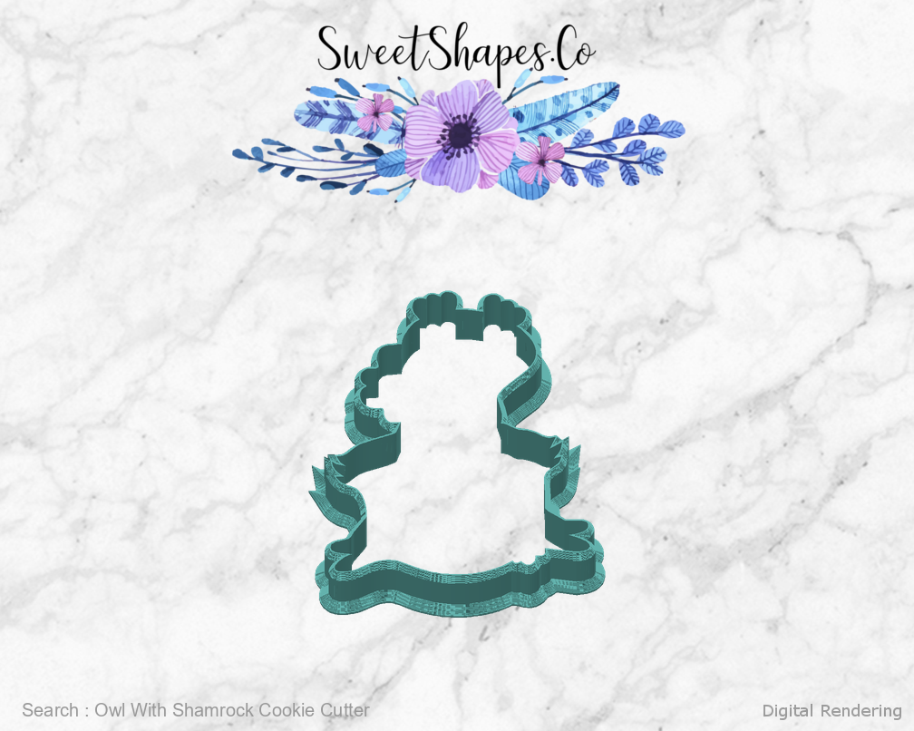 Owl With Shamrock Cookie Cutter — back view