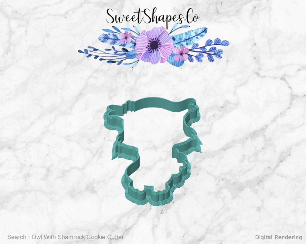 Owl With Shamrock Cookie Cutter — front view