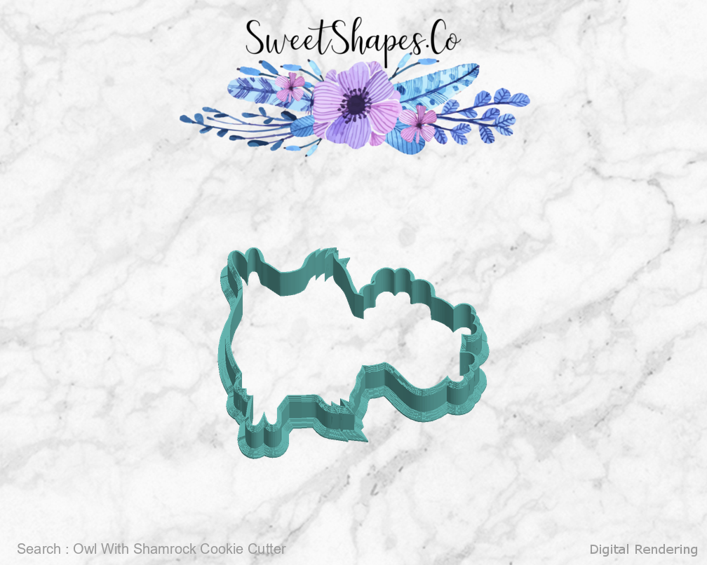 Owl With Shamrock Cookie Cutter — left view