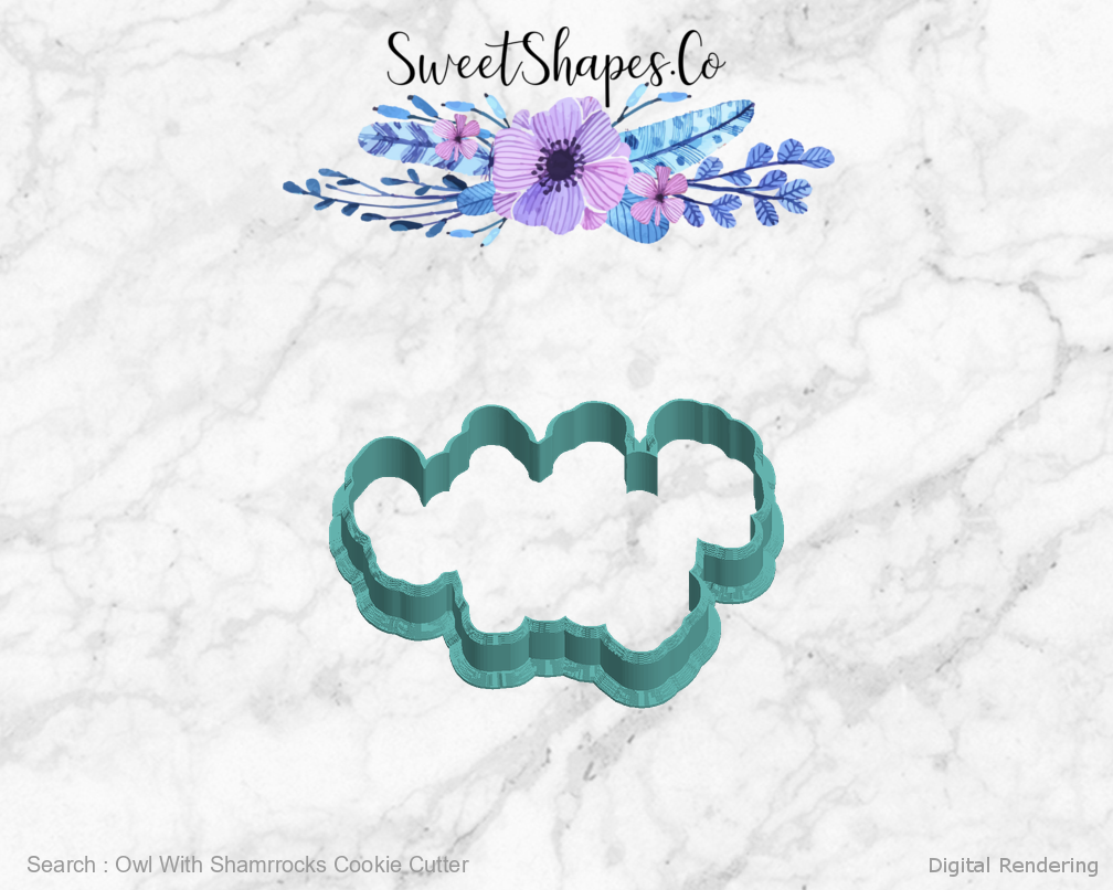Owl With Shamrrocks Cookie Cutter — left view
