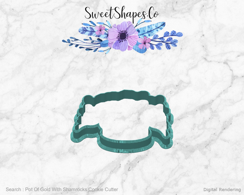 Pot Of Gold With Shamrocks Cookie Cutter — back view