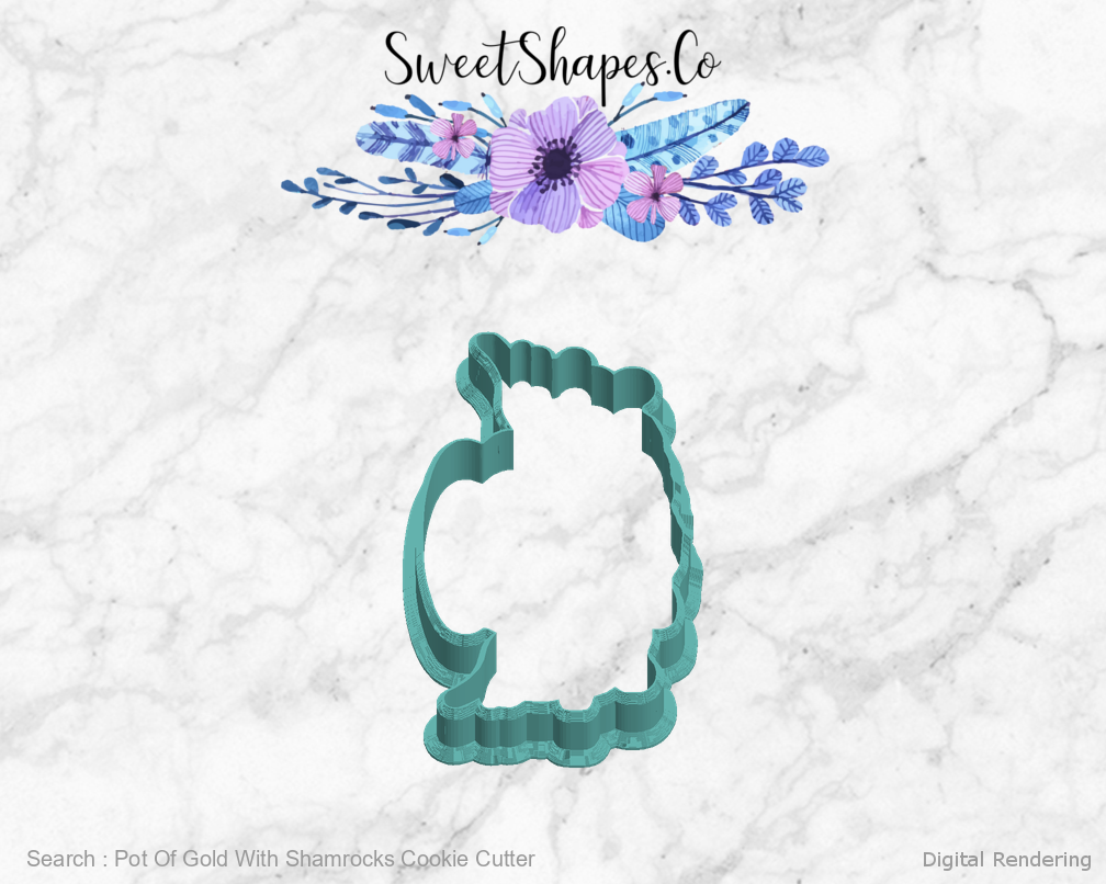 Pot Of Gold With Shamrocks Cookie Cutter — left view
