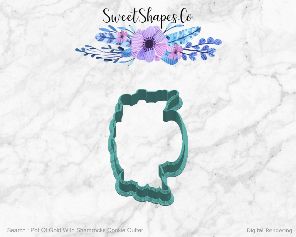 Pot Of Gold With Shamrocks Cookie Cutter — right view