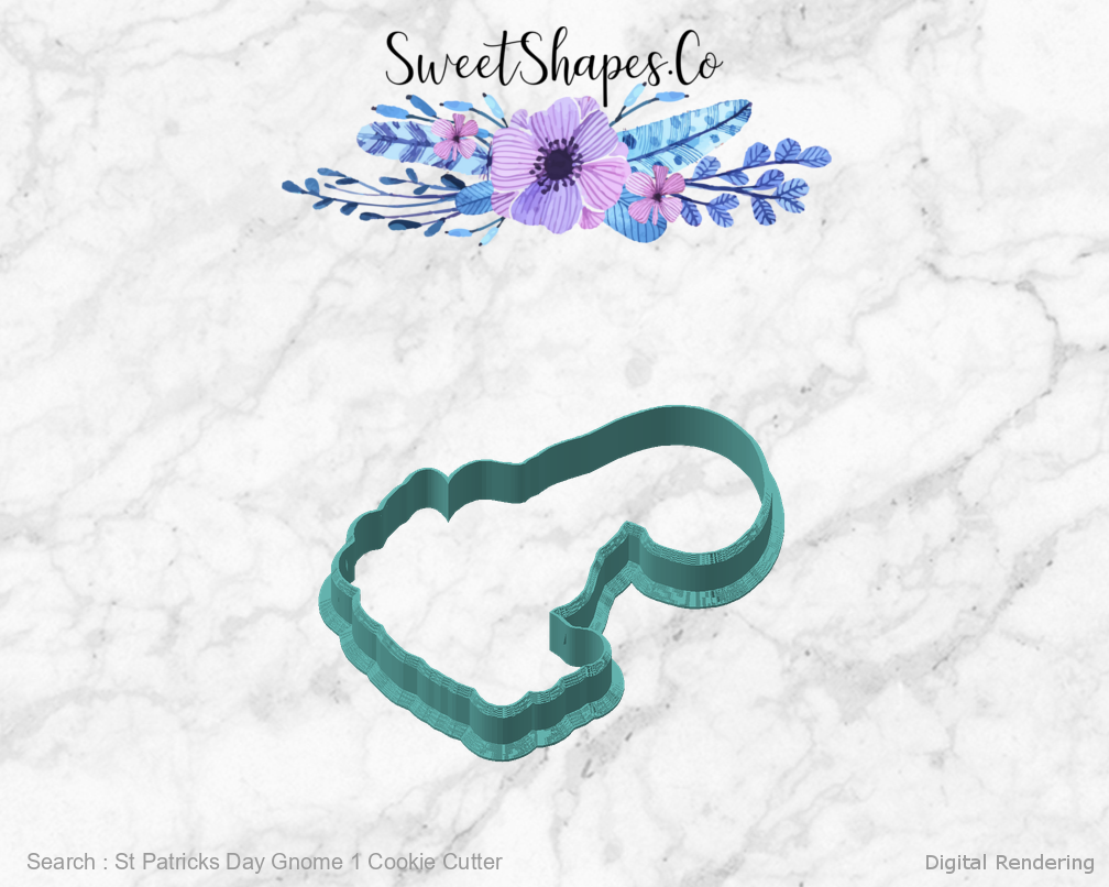 St Patricks Day Gnome 1 Cookie Cutter — angled front view