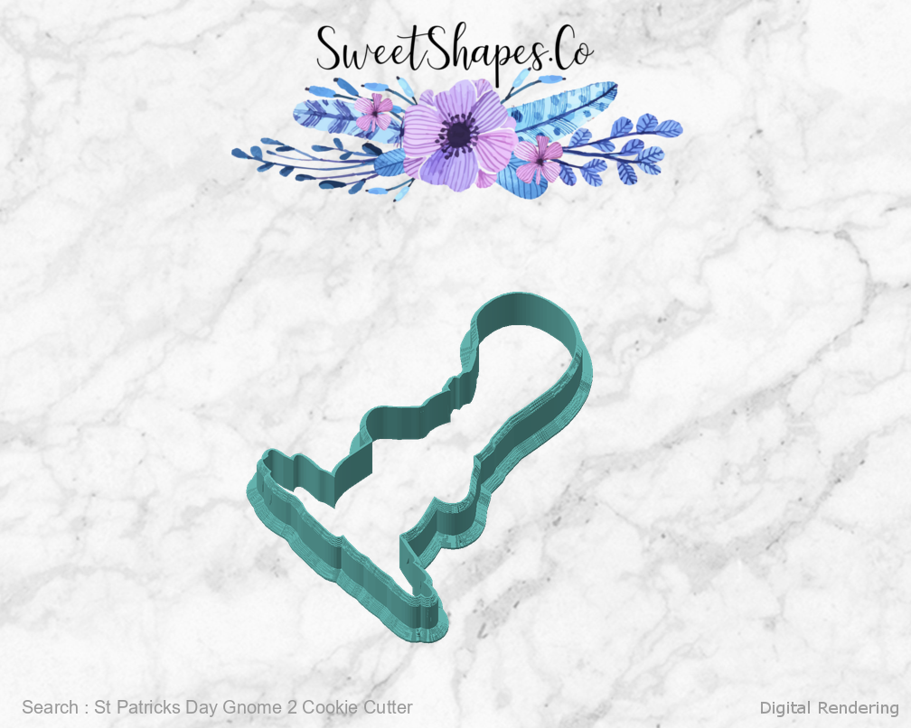 St Patricks Day Gnome 2 Cookie Cutter — angled front view