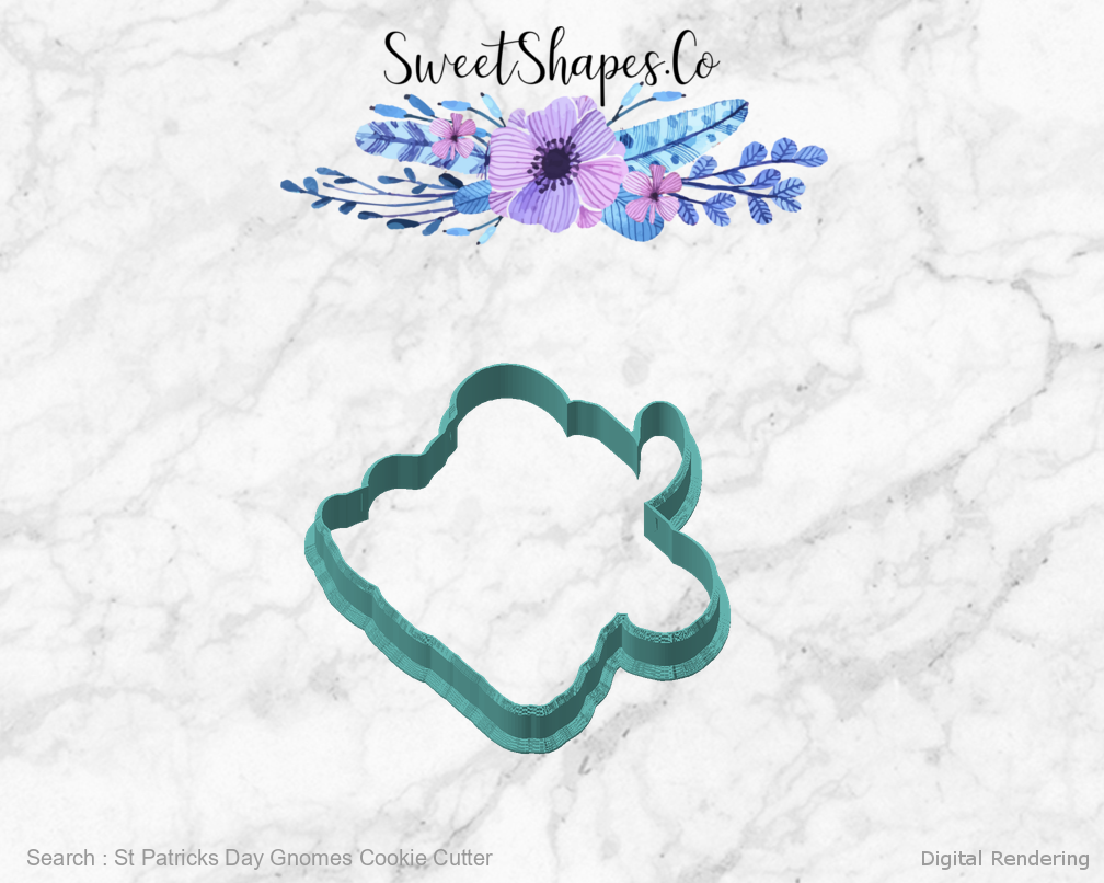 St Patricks Day Gnomes Cookie Cutter — angled front view