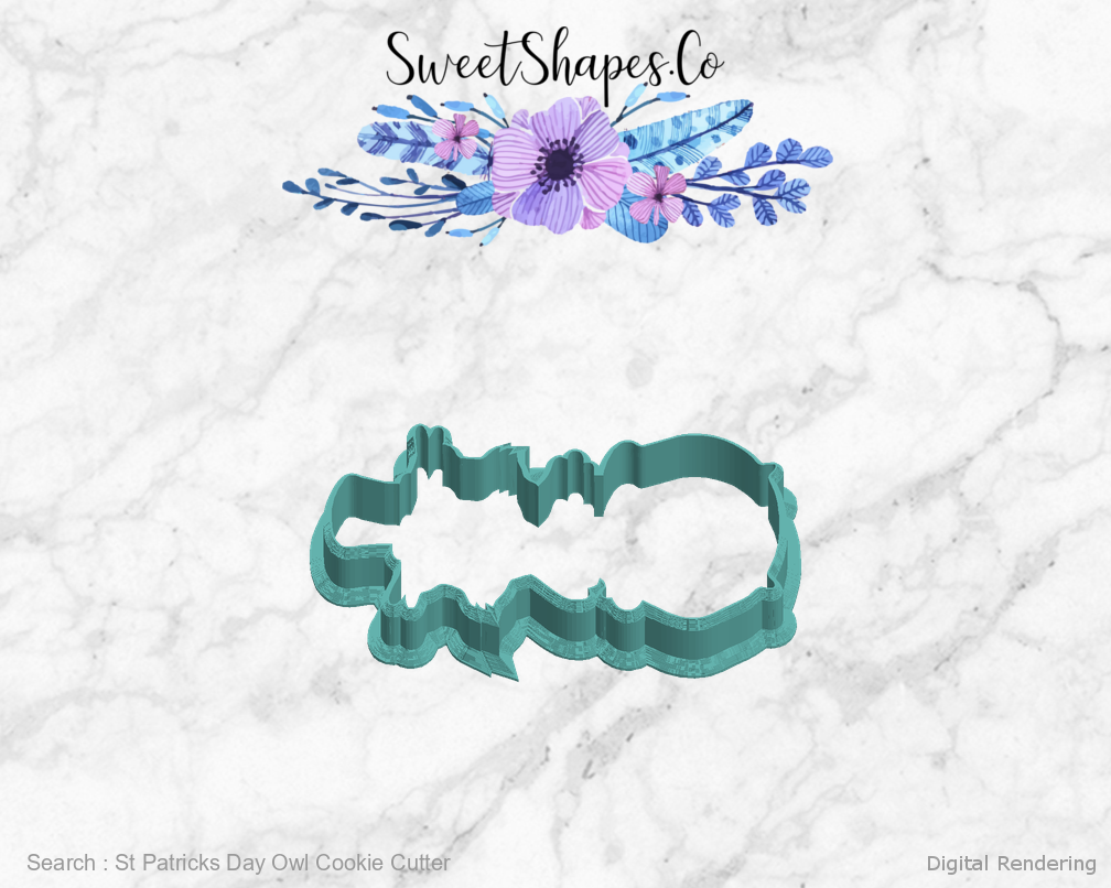 St Patricks Day Owl Cookie Cutter — left view