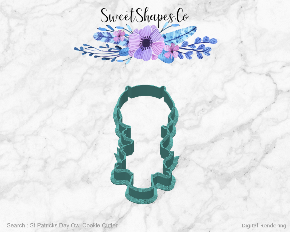 St Patricks Day Owl Cookie Cutter — back view