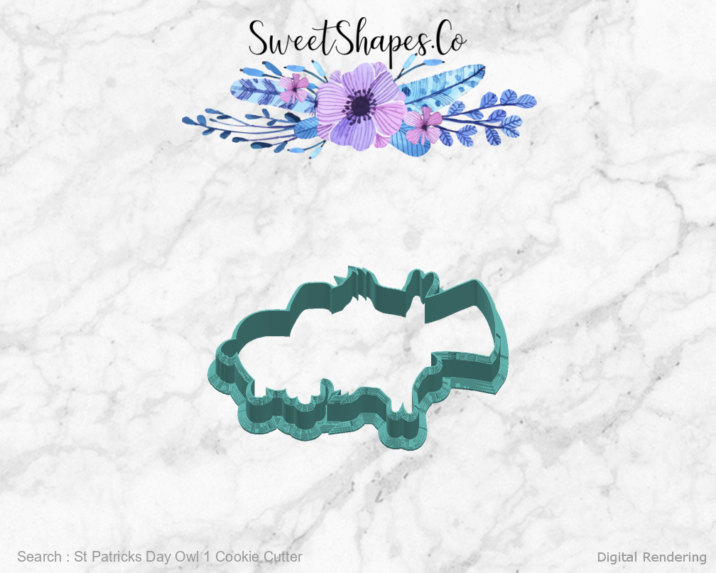 St Patricks Day Owl 1 Cookie Cutter — right view
