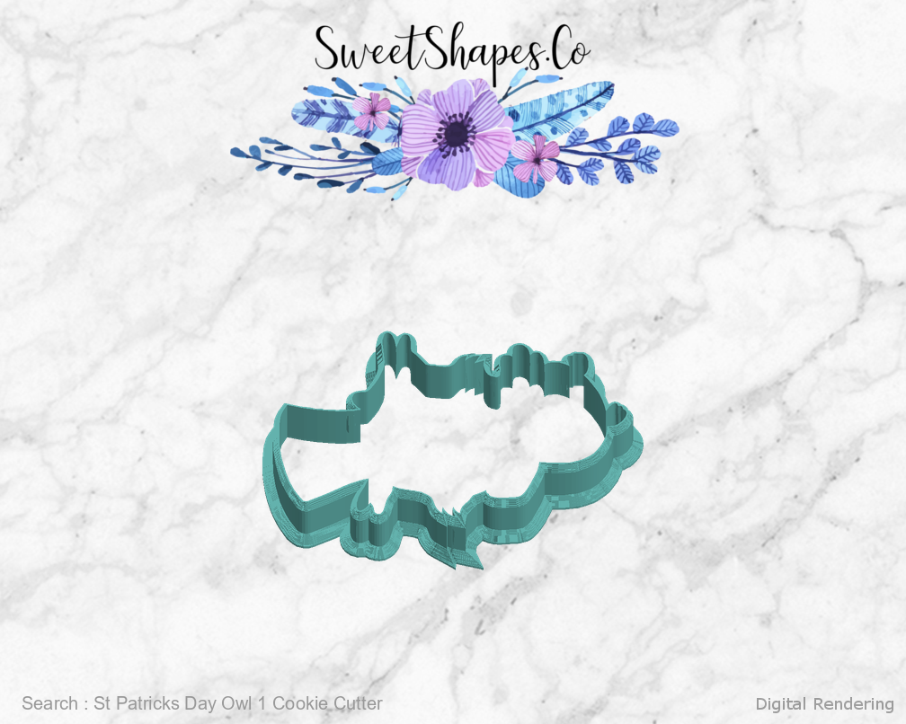 St Patricks Day Owl 1 Cookie Cutter — left view