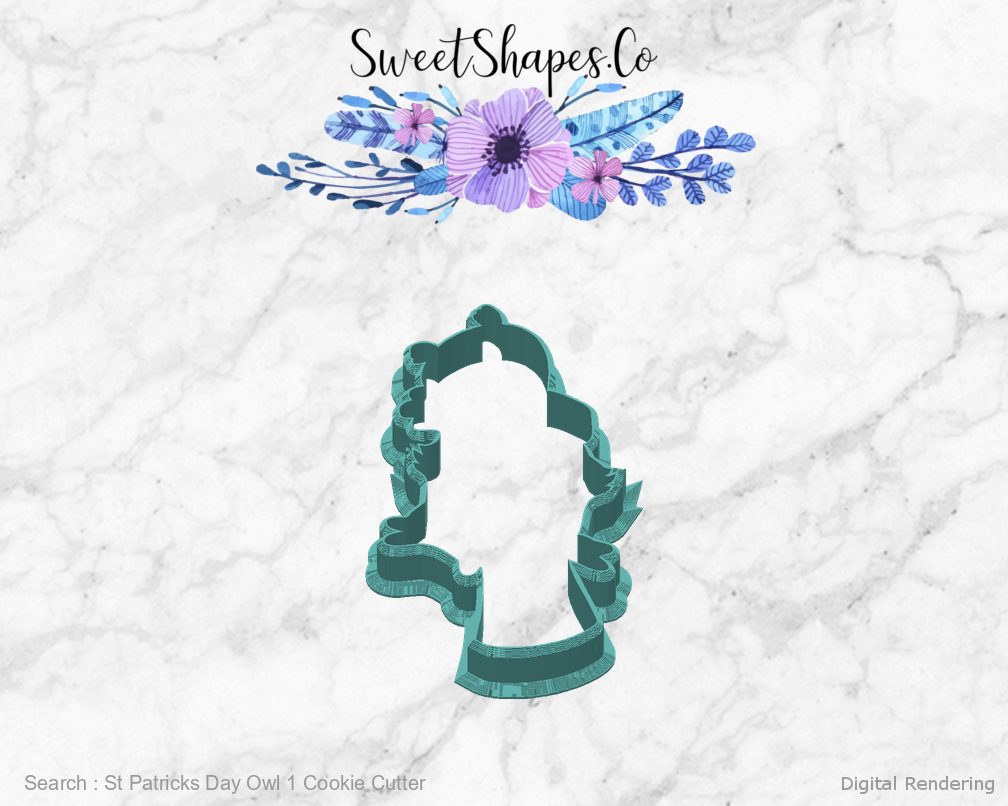 St Patricks Day Owl 1 Cookie Cutter — back view
