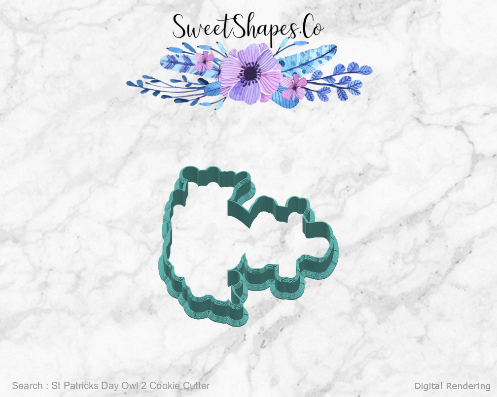 St Patricks Day Owl 2 Cookie Cutter — right view