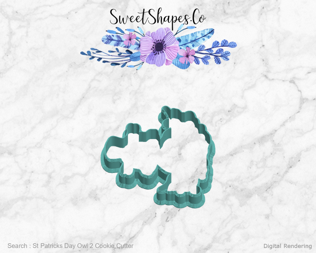 St Patricks Day Owl 2 Cookie Cutter — left view