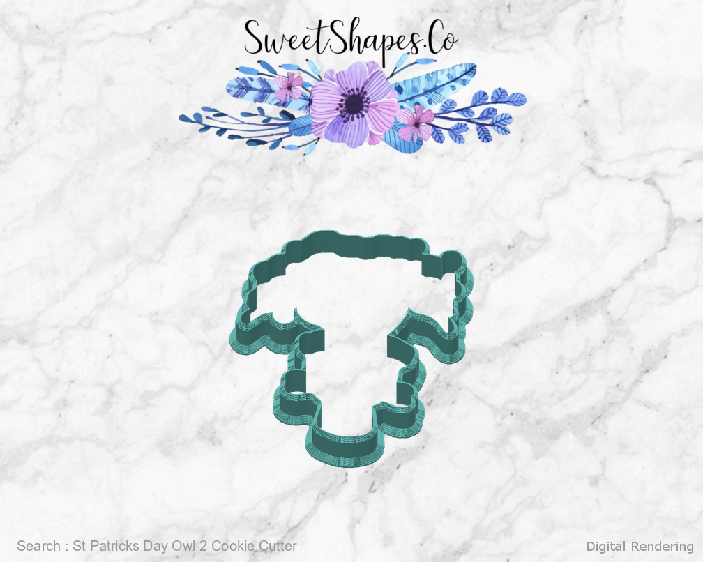 St Patricks Day Owl 2 Cookie Cutter — back view