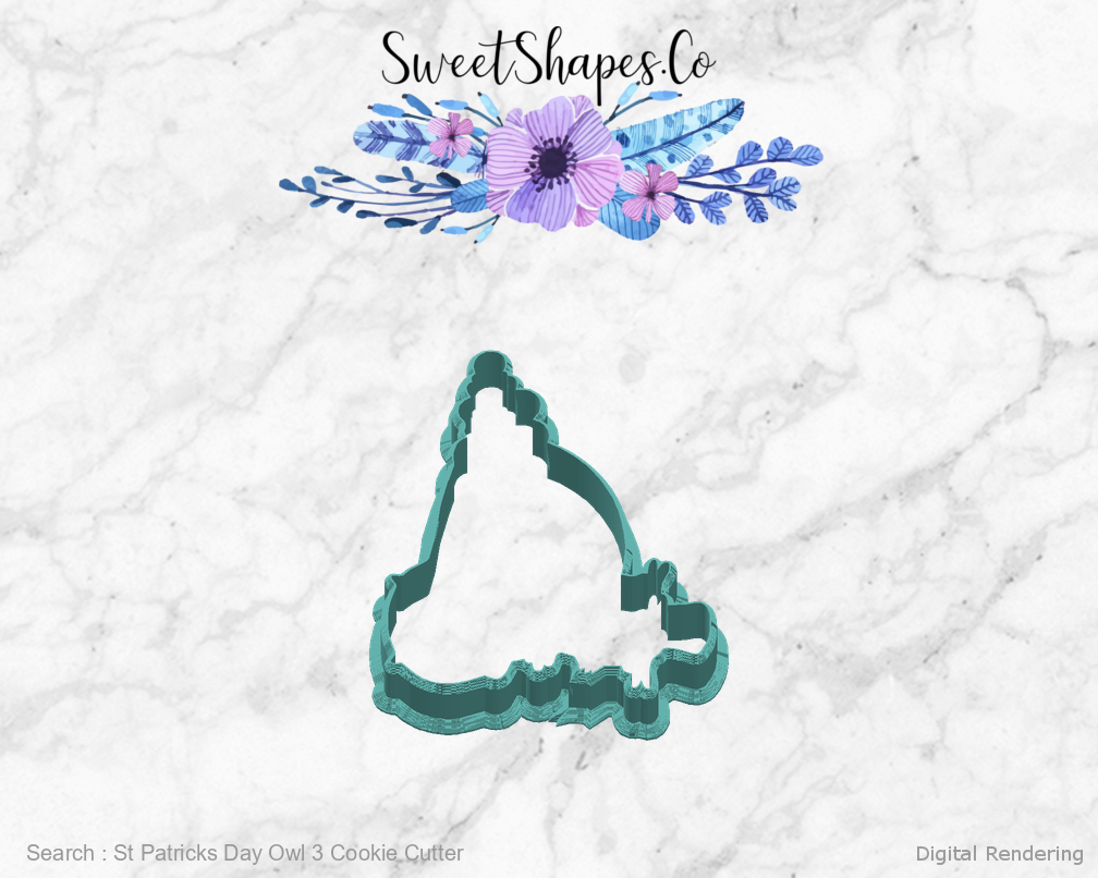 St Patricks Day Owl 3 Cookie Cutter — right view