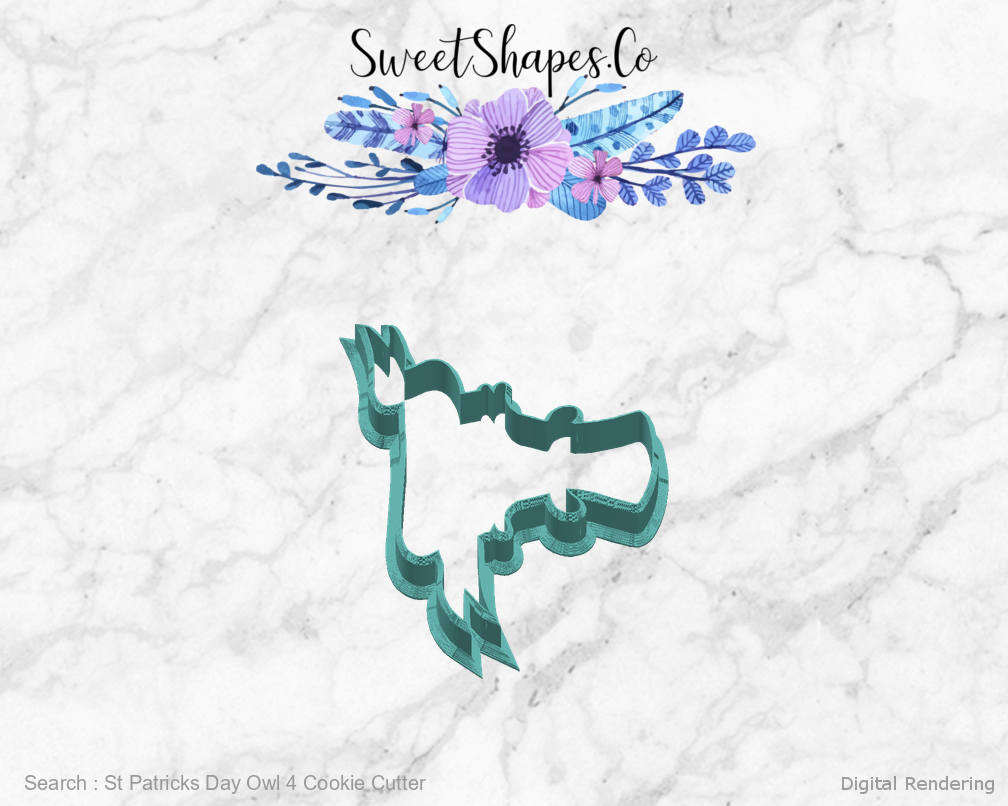 St Patricks Day Owl 4 Cookie Cutter — right view