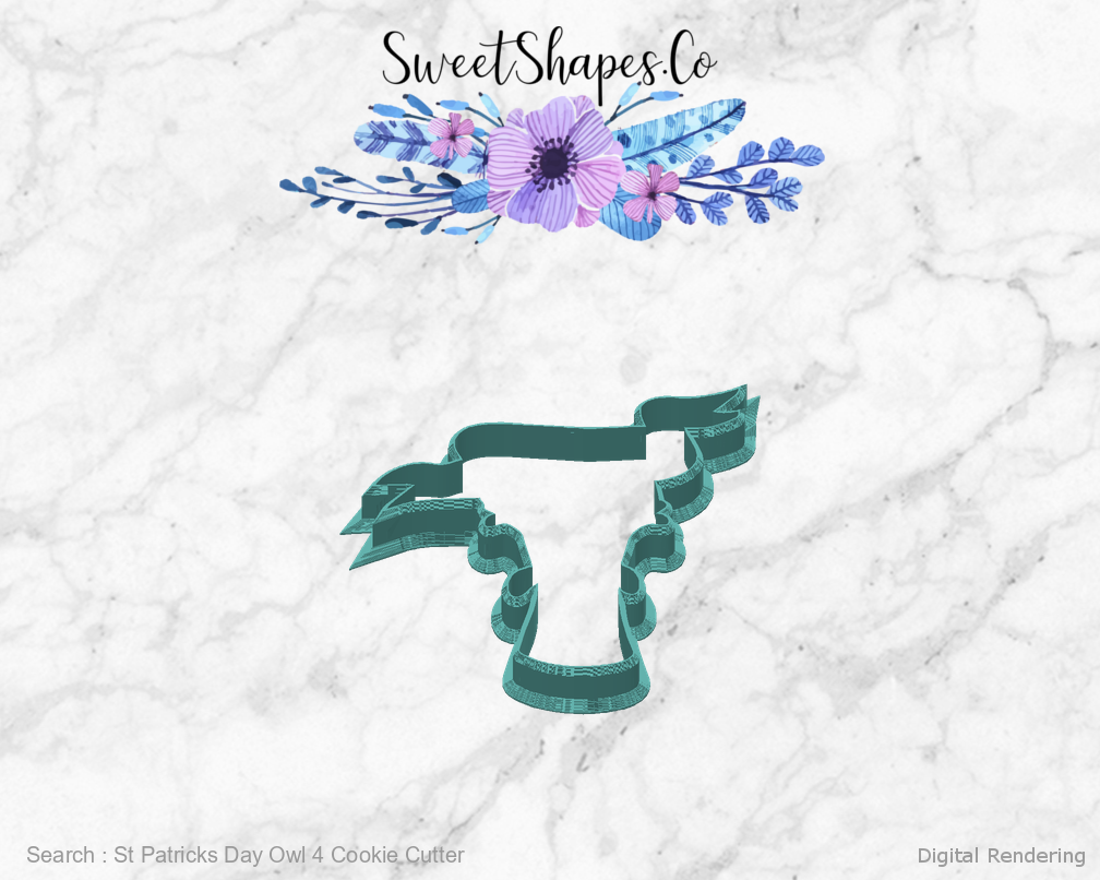 St Patricks Day Owl 4 Cookie Cutter — back view