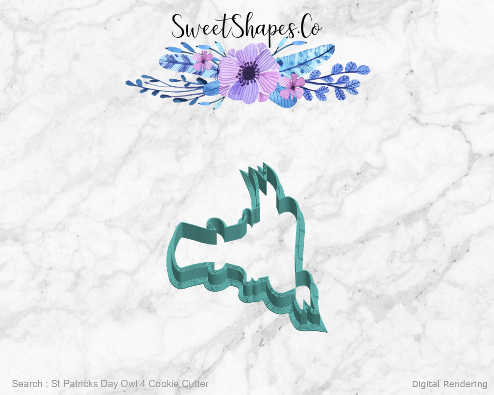St Patricks Day Owl 4 Cookie Cutter — left view