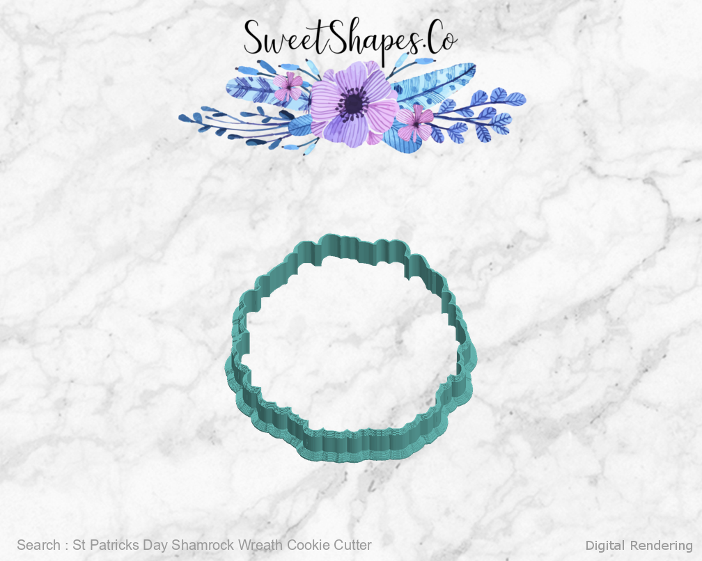 St Patricks Day Shamrock Wreath Cookie Cutter — left view