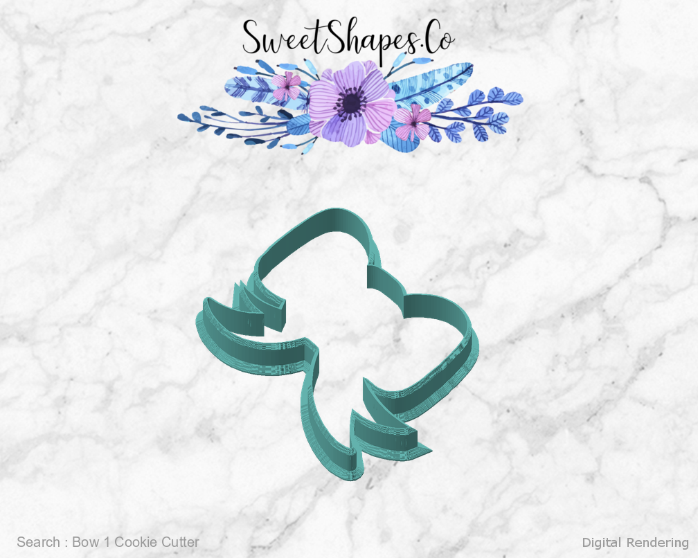 Bow 1 Cookie Cutter — angled front view
