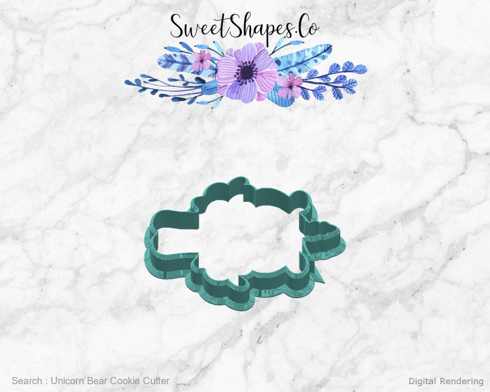 Unicorn Bear Cookie Cutter — right view