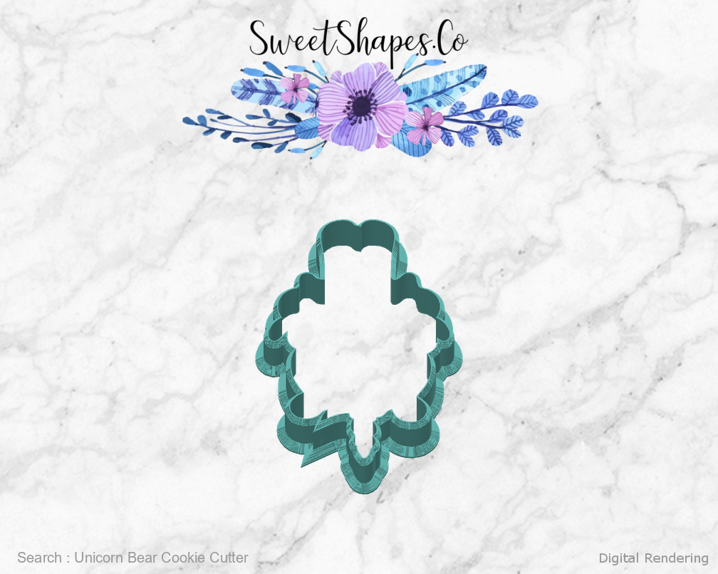 Unicorn Bear Cookie Cutter — back view