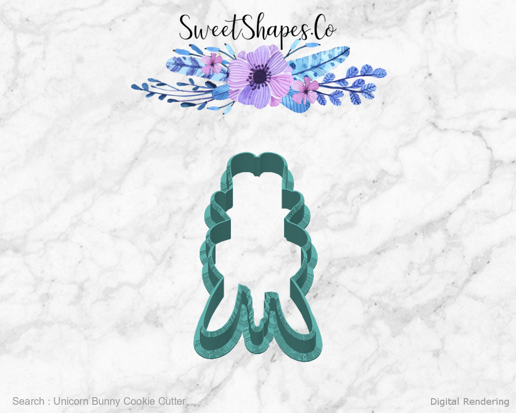 Unicorn Bunny Cookie Cutter — back view