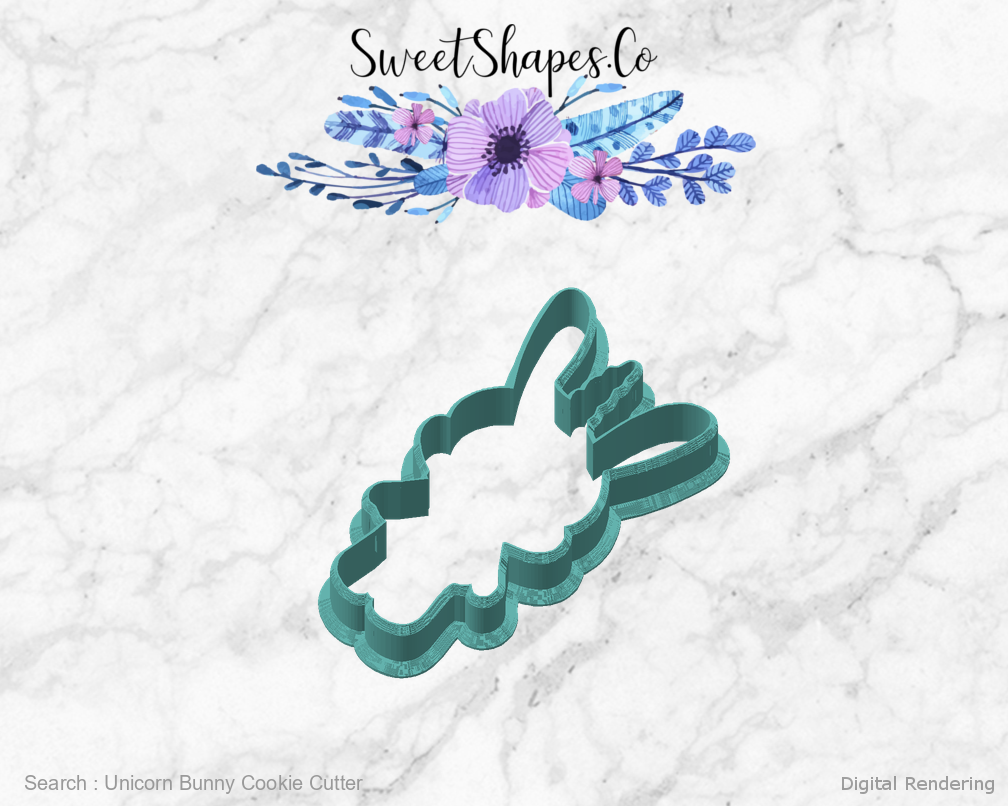 Unicorn Bunny Cookie Cutter — angled front view