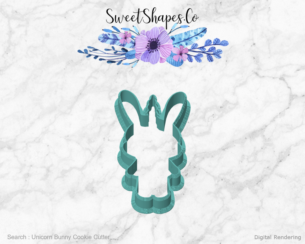 Unicorn Bunny Cookie Cutter — front view