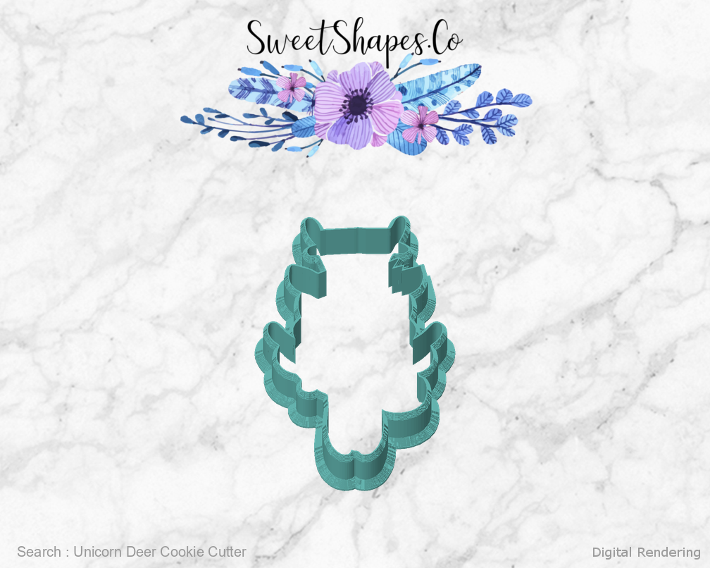 Unicorn Deer Cookie Cutter — front view