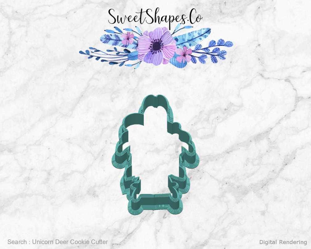 Unicorn Deer Cookie Cutter — back view