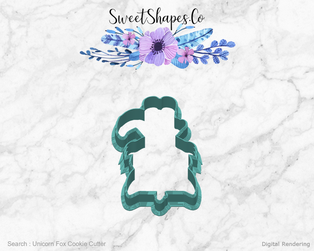 Unicorn Fox Cookie Cutter — back view