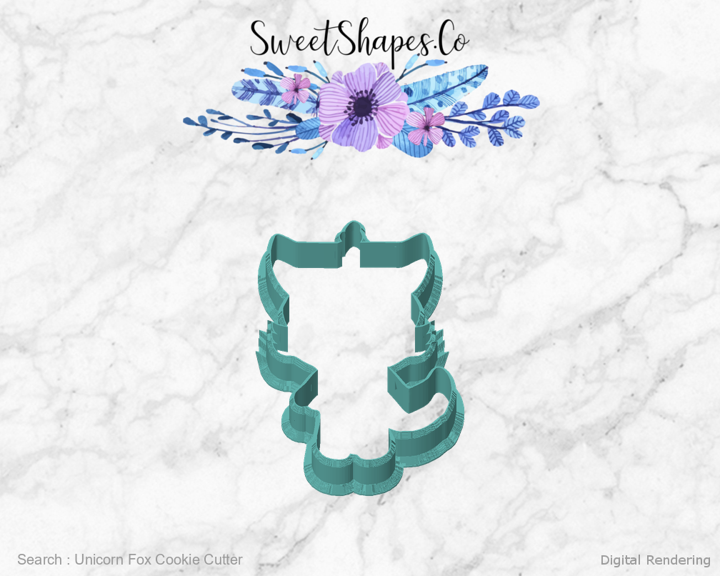 Unicorn Fox Cookie Cutter — front view
