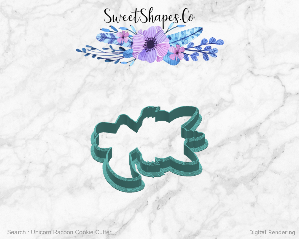 Unicorn Racoon Cookie Cutter — right view