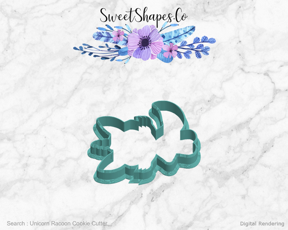 Unicorn Racoon Cookie Cutter — left view
