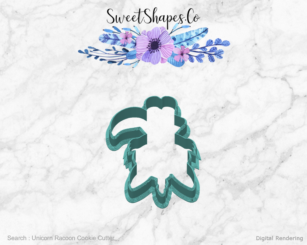 Unicorn Racoon Cookie Cutter — back view