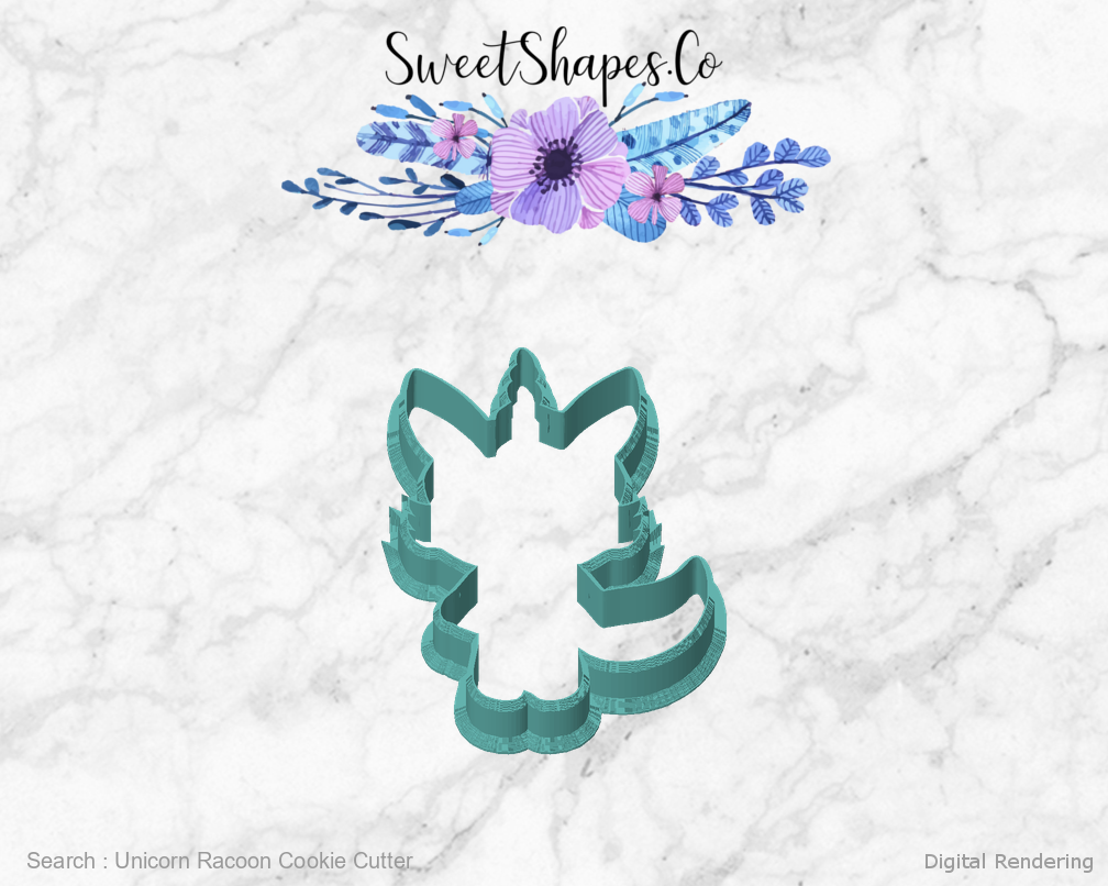 Unicorn Racoon Cookie Cutter — front view